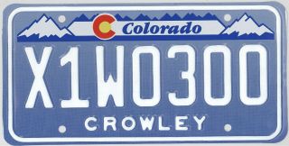 Colorado " Denim " License Plate - Crowley County,  A Rare One