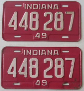 Indiana 1949 License Plate Pair - Quality 448 287