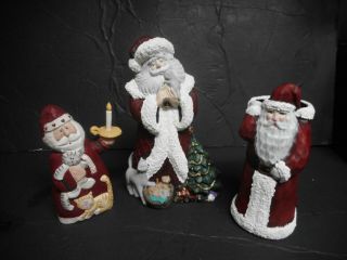 Santa Claus Statue Figurine Christmas Decor - Set Of 3