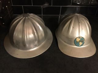 2 Vintage Aluminum Hard Hats.  Willson And Superlite.  Jdp Logo