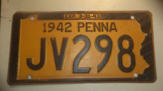 Vintage 1942 Pennsylvania Pa License Plate 12 " X 6 " Paint