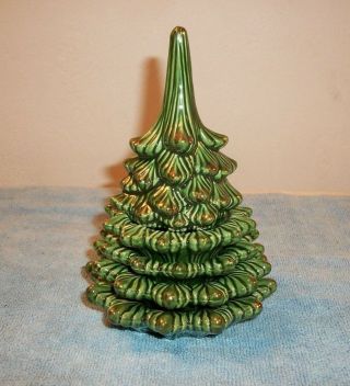 Vintage 70’s Christmas Tree Table Top Lighter With 3 Ash Trays Stacks