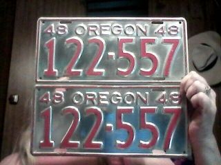 1948 Oregon Aluminum License Plate Set