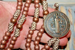 Copper Exorcist St.  Benedict W/ Paters Unbreakable Paracord Rosary Dc 413