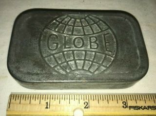 Antique Globe Tobacco Flat Pocket Embossed Tin Can Vintage Country Store Vary 2
