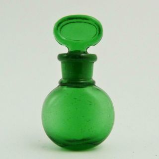 Victorian Miniature Green Glass Perfume Bottle
