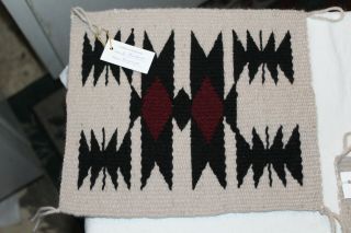 2 MINIATURE NAVAJO WOOL RUG BY ARTIST GLADYS PLUMMER - With - 9 3/4 