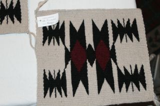 2 MINIATURE NAVAJO WOOL RUG BY ARTIST GLADYS PLUMMER - With - 9 3/4 
