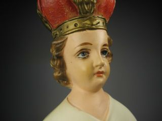 Vintage Jesus Infant of Prague Hand Painted Chalkware Statue 13 2