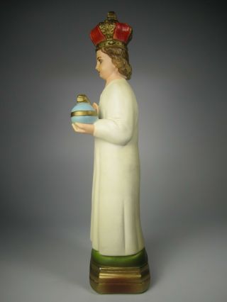 Vintage Jesus Infant of Prague Hand Painted Chalkware Statue 13 4