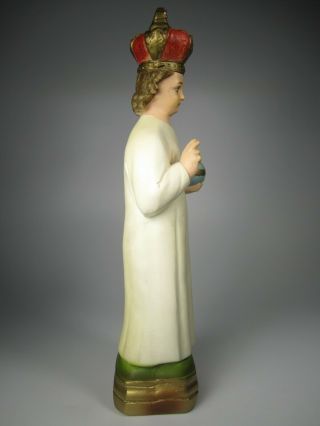 Vintage Jesus Infant of Prague Hand Painted Chalkware Statue 13 6
