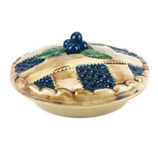Blueberry Blueberries Ceramic Pie Plate W/ Lattice Crust Covered Dish Portugal
