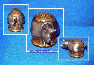 Nicholas Gish Thimble. .  Articulated Pig Signed