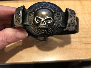 Vintage Harley Davidson Skull Leather Bracelet
