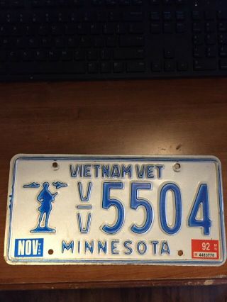 Minnesota Vietnam War Veteran License Plate Rare