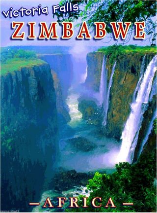 Victoria Falls Zimbabwe Africa African Pride Travel Art Poster Advertisement
