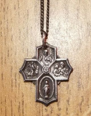 Antique Estate Sterling Silver Cross Pendant - I Am Catholic Please Call A Priest