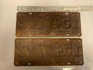 Two 1937 Louisiana License Plates Matching Pair Extremely Rare 2