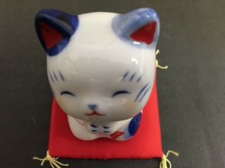 Pottery Maneki Neko Beckoning Lucky Cat 7782 Good Luck 60mm MADE IN JAPAN 5
