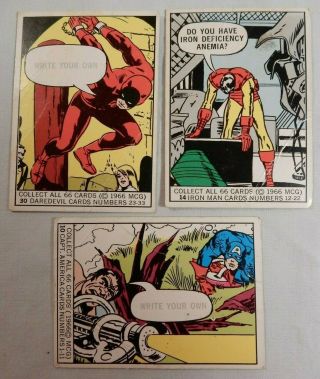 Three 1966 Marvel Avengers Trading Cards 
