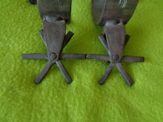Old Antique Iron DOUBLE Sided Silver Inlay Mexican Vaquero SPURS Big ROWEL NO RE 6