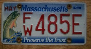 Single Massachusetts License Plate - Fw485e - Preserve The Trust