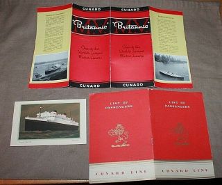 Cunard M.  V Britannic Passenger List,  Abstract Of Log 1953 & Brochure 16x20 Ship