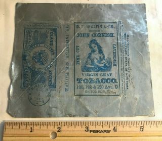 Antique Blue Virgin Leaf Chewing Tobacco Tin Foil Wrapper Mcalpin & John Cornish