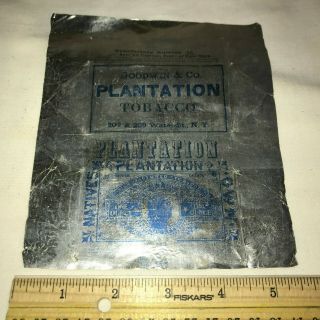 ANTIQUE BLUE GOODWIN PLANTATION CHEWING TOBACCO TIN FOIL WRAPPER YORK NY 2