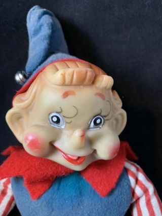 Vintage Rubber Face Elf Christmas Doll Made In Japan Stuffed Felt Body 12”