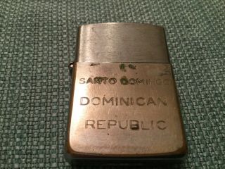 1965 LIGHTER —“Santo Domingo - Dominican Republic” Back “An - Khe Vietnam” 2