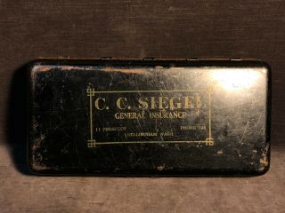 Vtg Cc Siegel General Insurance Metal Cash Box Bellingham Wa Ms51