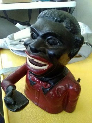 Jolly Black Man Mechanical Toy Bank