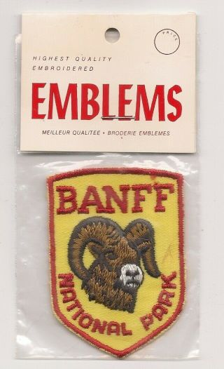Embroidered Patch/crest Banff National Park Bighorn Sheep 2 X 2.  75 Inches -