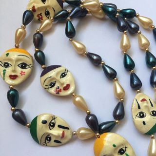 Vintage Mardi Gras Beads Face Mask Necklace Beaded Plastic Colorful