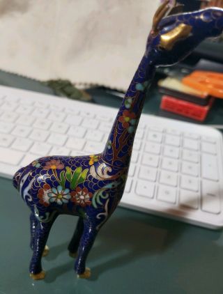 Vintage Unique Quality Cloisonne Enamel Metal Giraffe Figure Multicolor 6 1/4 " H