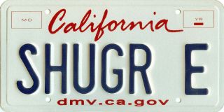 Grateful Dead Real California License Plate " Shugr E " Never Installed,