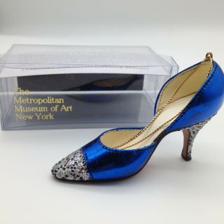 Mma Ny Metropolitan Museum Art Mini Shoe Ornament 2013 Sapphire Faux Lizard