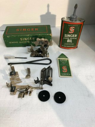 Singer Featherweight 221 Sewing Machine,  Case,  LOADED w/ Accessories 11