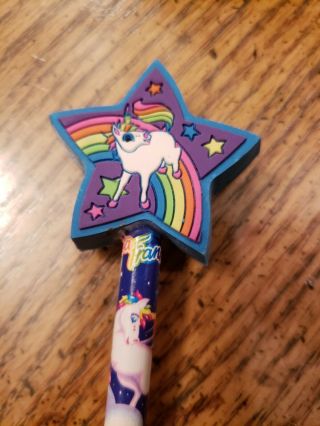 Vintage 90s Lisa Frank Unicorn Rainbow Pencil With Star Eraser Rare Find