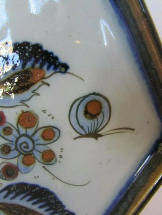Vintage El Palomar Mexico Ken Edwards Hexagon Blue Bird Folk Art Pottery Dish 3