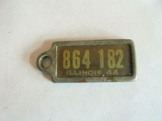 Vintage 1944 Illinois Dav Miniature License Plate Keychain Fob