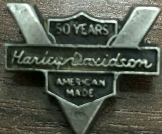 Harley - Davidson Rare 50th Anniversary Sterling Silver Pin 1953