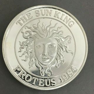 Rare 1984 The Sun King Krewe Of Proteus 999 Fine Silver Doubloon Mardi Gras Coin