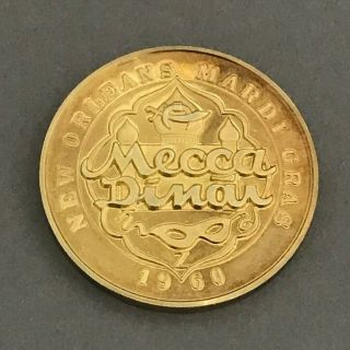 1970 Mecca Dinar Gold - Plated Fine Silver Mardi Gras Doubloon Showcase Caribbean