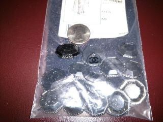 AUTHENTIC RARE CHANEL SET OF 14 SILVER & BLACK OCTAGON CC LOGO LARGE BUTTONS 2