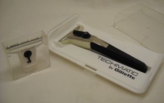 Vintage Gillette Techmatic Safety Razor W/case And Techmatic Cartridge