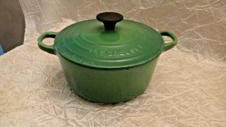 Vintage Le Creuset 18 Enameled Cast Iron Dutch Oven W/lid Green