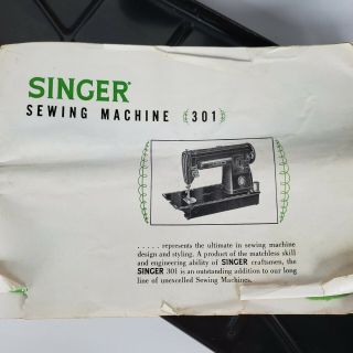 Singer 301A Gear Drive Lock Stitch Sewing Machine circa 1953 w/ cabinet plate 6