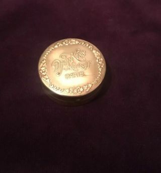 Vintage Gold Djer Kiss Face Powder Compact With Powder Puff Empty